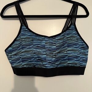 Women's Blue Patterned Sports Bra